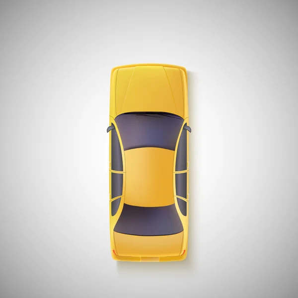 Voiture jaune, taxi. Vue du dessus . — Image vectorielle