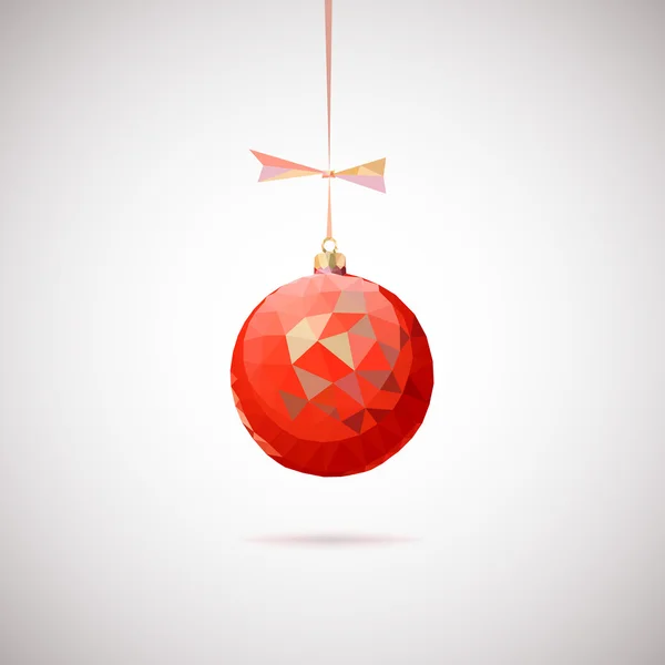 Bola de Natal vermelho com triângulos . — Vetor de Stock