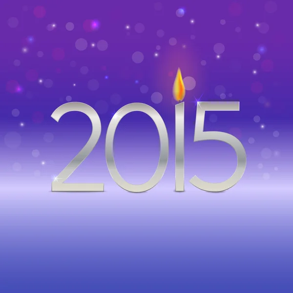 Feliz año nuevo 2015 tarjeta con llama de vela — Vector de stock