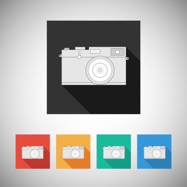 Film kamera simgesi kare zemin üzerine