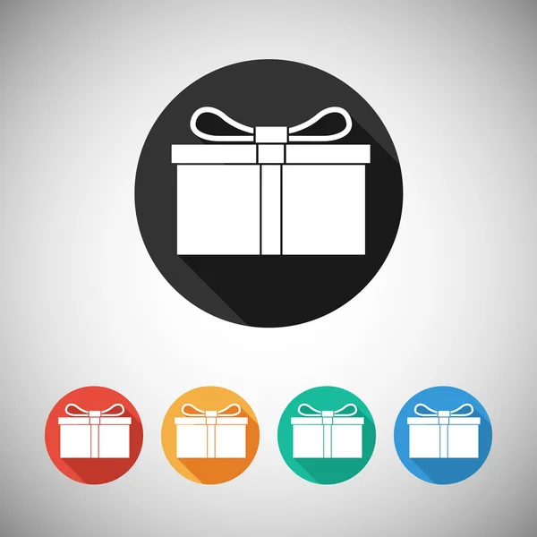 Caja de regalo iconos planos . — Vector de stock