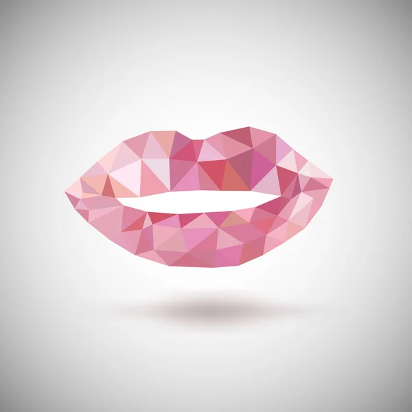 Lábios cor de rosa feitos de triângulos . — Vetor de Stock