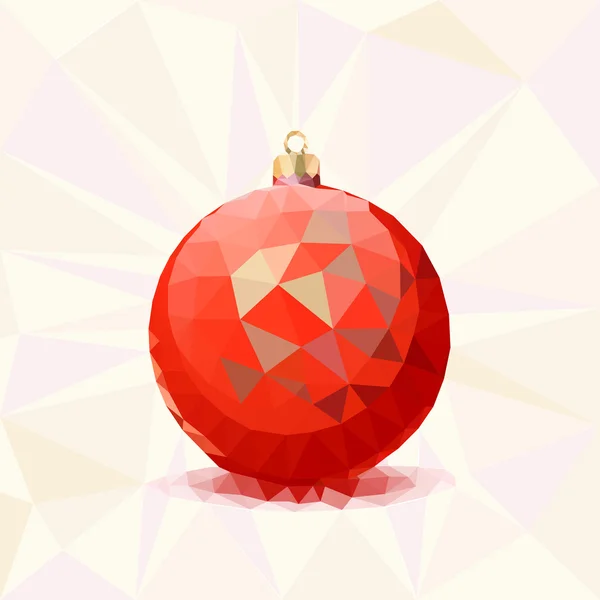 Red Christmas ball with triangles. — Stock Vector