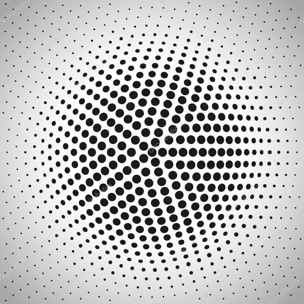 Radial halftone background.