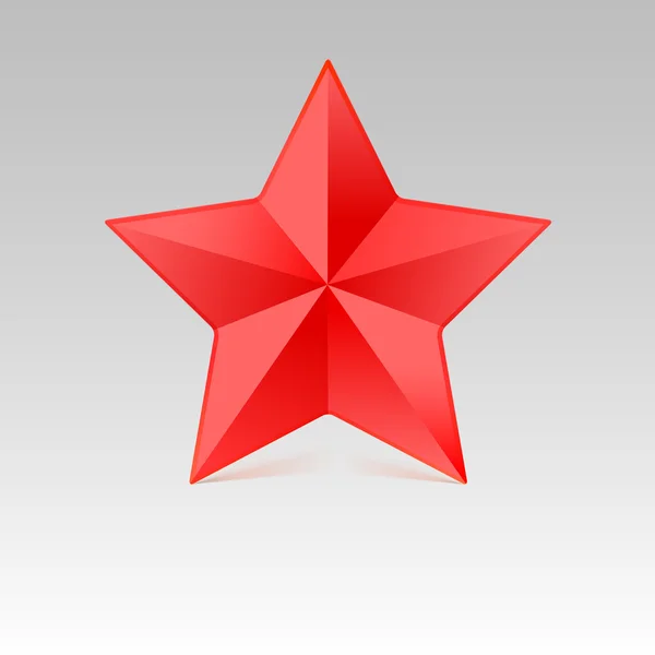 Estrella de cinco puntas con sombra, color rojo . — Vector de stock