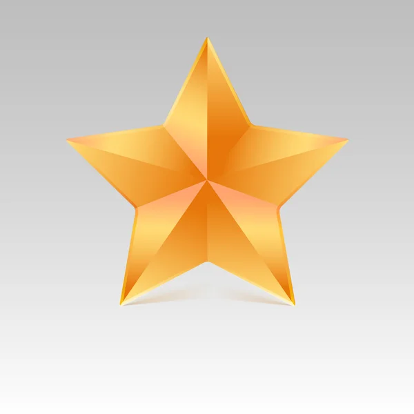 Estrella de cinco puntas con sombra, color amarillo . — Vector de stock
