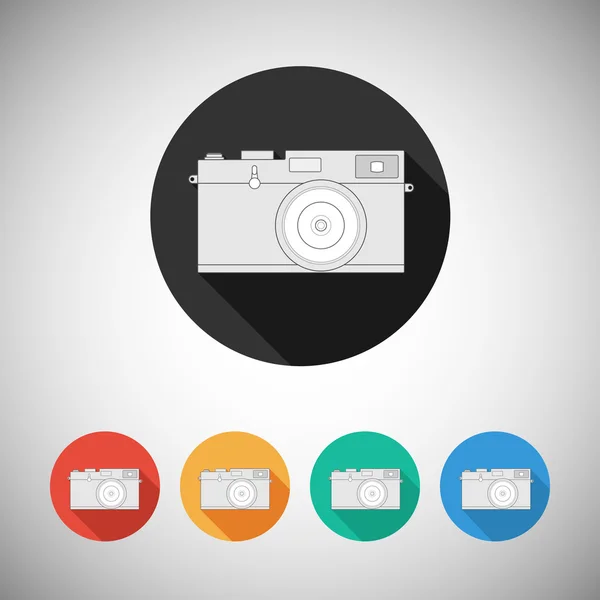 Film camera icon on round background — Stock Vector