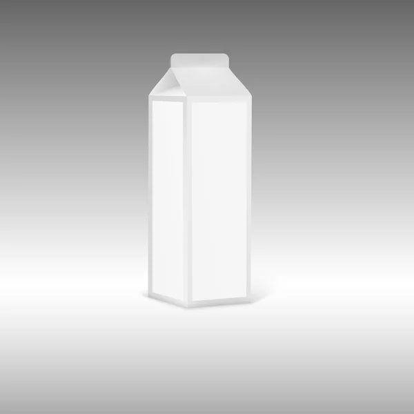 Succo grigio bianco o imballaggio del latte con etichetta . — Vettoriale Stock