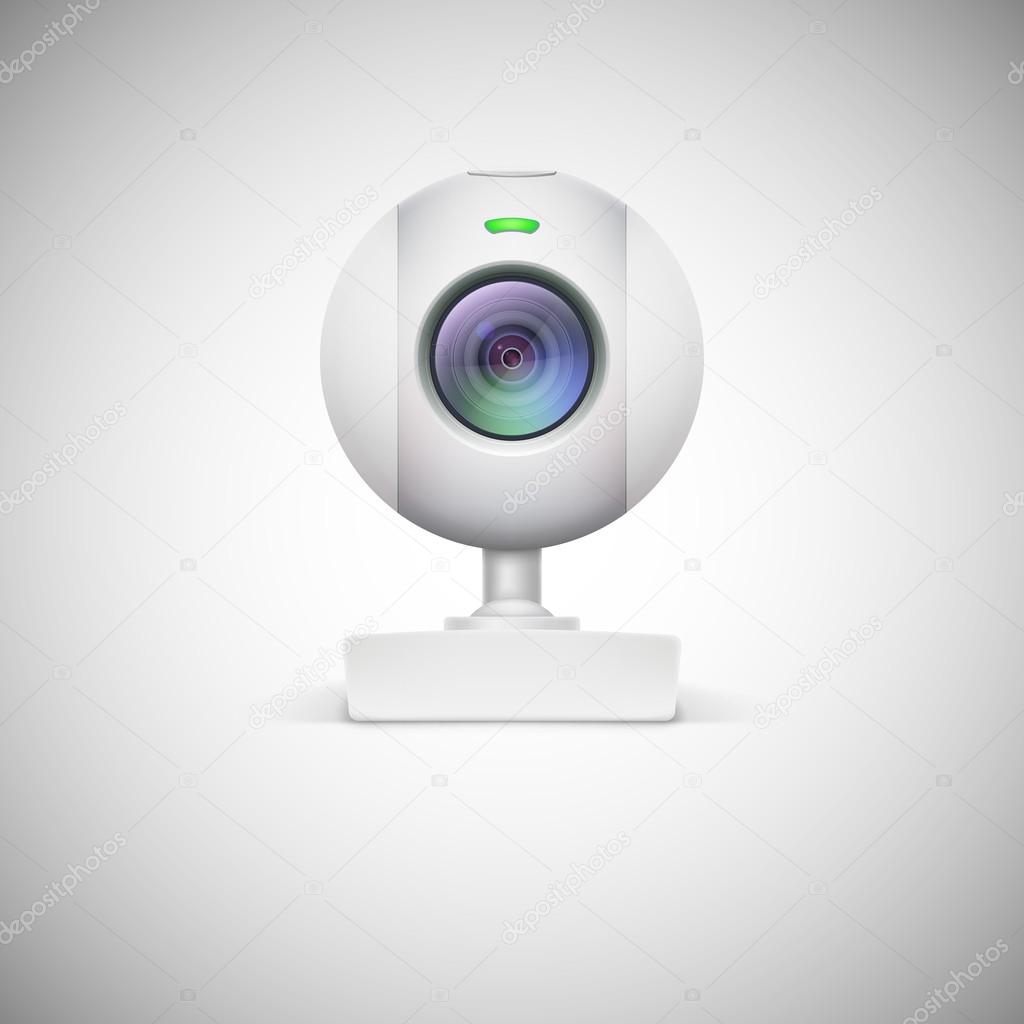 Realistic white webcam icon.