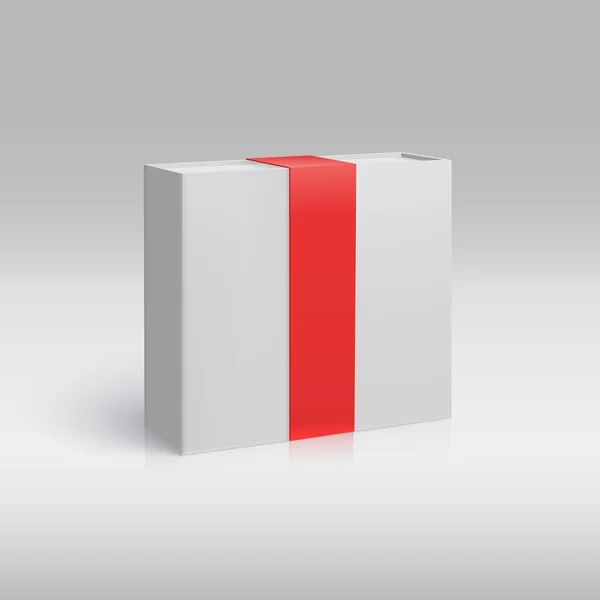 Κάθετη κουτί με κόκκινη κορδέλα. — Διανυσματικό Αρχείο
