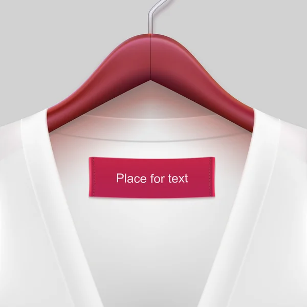 Veste avec étiquette accrochée à un cintre . — Image vectorielle