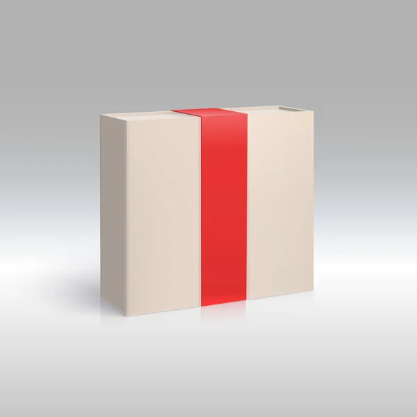 Vertikale Schachtel mit rotem Band. — Stockvektor