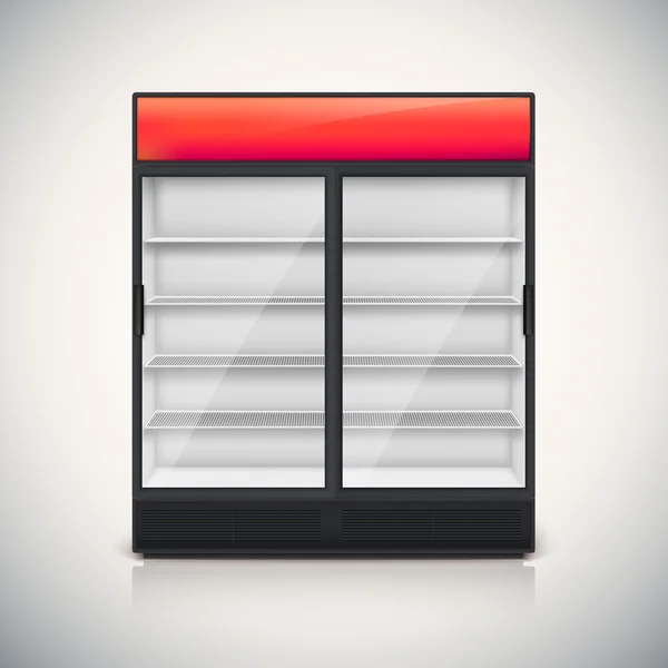 Dubbele koelkast met glazen deur. — Stockvector