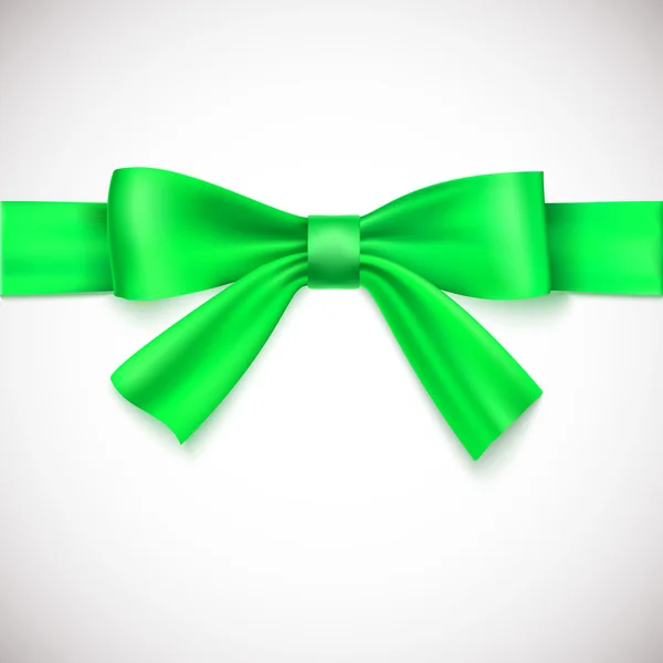 Green ribbon with bow. — Stock Vector