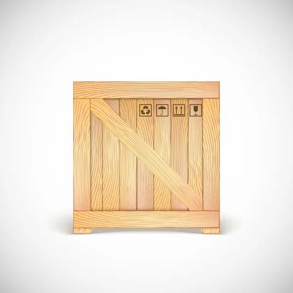 Caja de madera aislada — Vector de stock