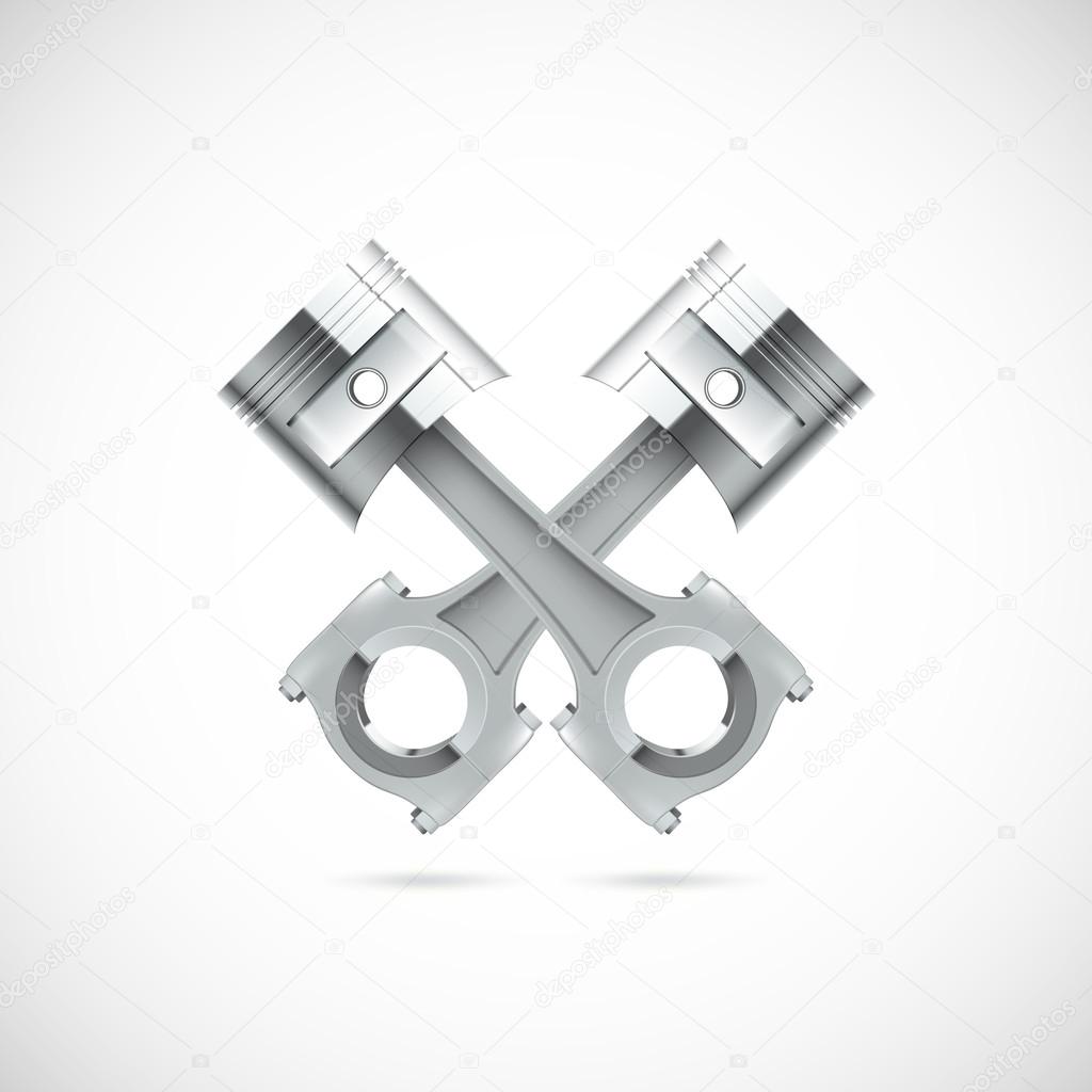 Two pistons white background.