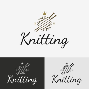 Hand knit logo, badge or label. clipart