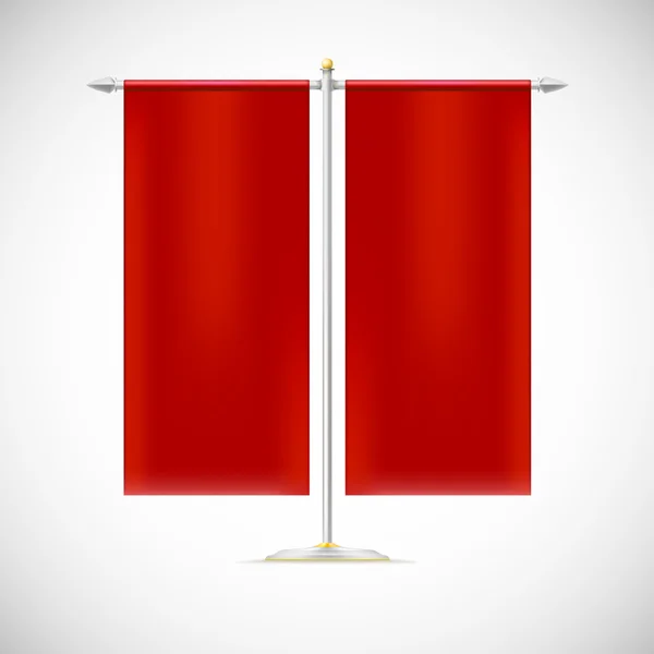 Két piros zászló állvány. — Stock Vector