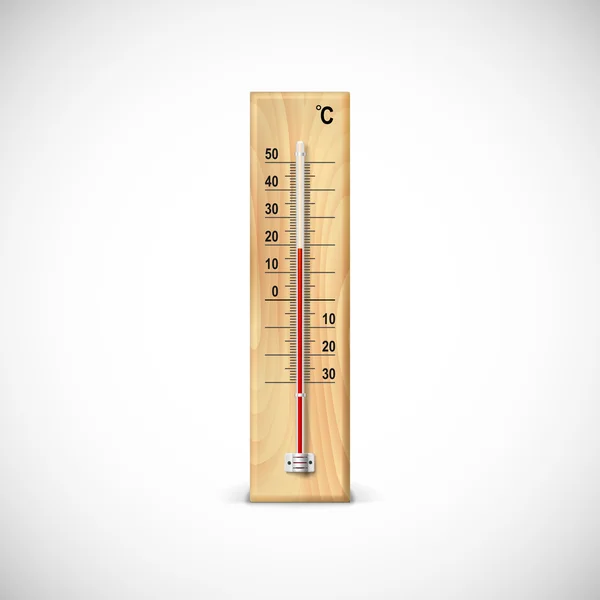 Thermomètre sur socle en bois . — Image vectorielle