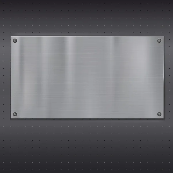 Placa de metal sobre textura de rejilla — Vector de stock