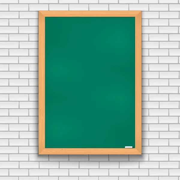 Junta escolar verde, pared de ladrillo — Vector de stock