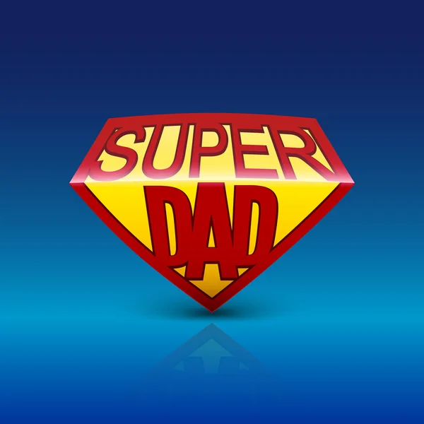 Super dad shield on blue background. — Stock Vector