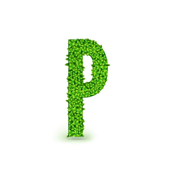 Zielone liście czcionek; P. — Wektor stockowy