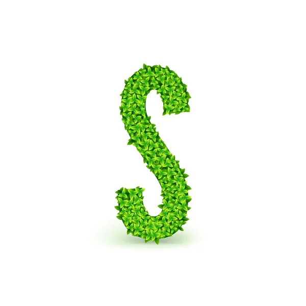 Зелене листя шрифт S . — стоковий вектор