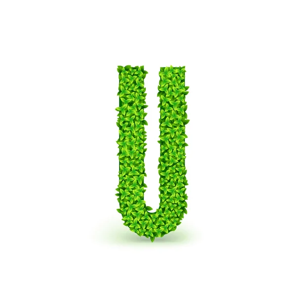 Green Leaves font U. — Vettoriale Stock