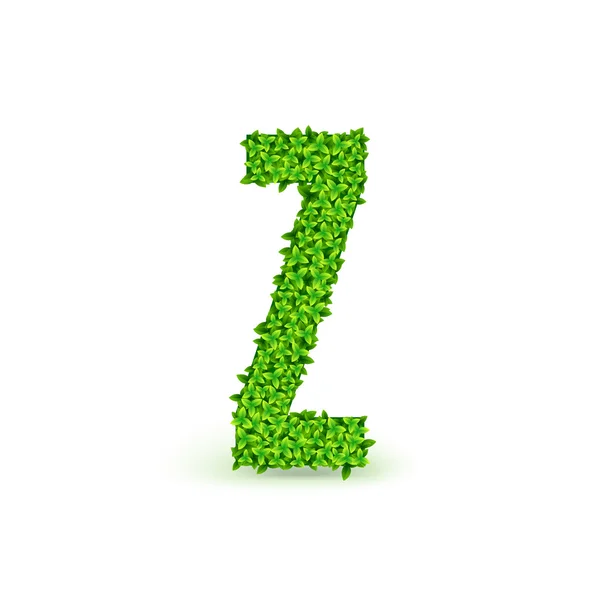 Green Leaves font Z. — Stock Vector