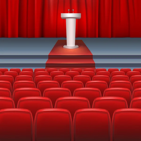 Bühne mit rotem Vorhang — Stockvektor