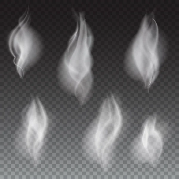 Vit rök vågor transparent — Stock vektor