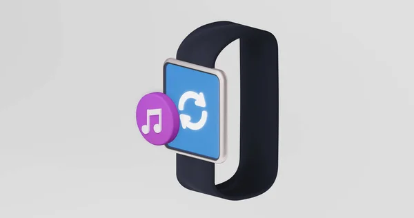 Render Illustration Stylized Smart Watch Fitness Bracelet Refresh Icon Note — Stock Photo, Image