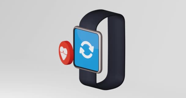 Render Animation Stylized Smart Watch Volumetric Icons Disappear Appear Barbell — Stock Video