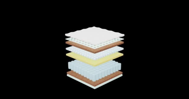 Renderizar Animación Una Composición Estilizada Colchón Cubo Que Consiste Capas — Vídeos de Stock