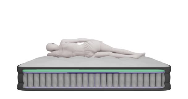 Animation Rendering Inner Part Mattress Composition Stylized Figure Woman Human — Stock Video