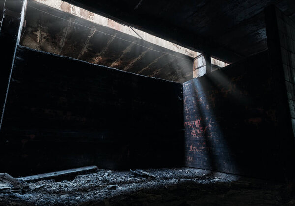 abandoned bomb shelter after the bombing in Ukraine without people