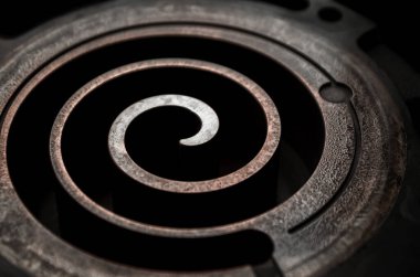 Metal spiral parça mekanizması endüstriyel arkaplan kapat