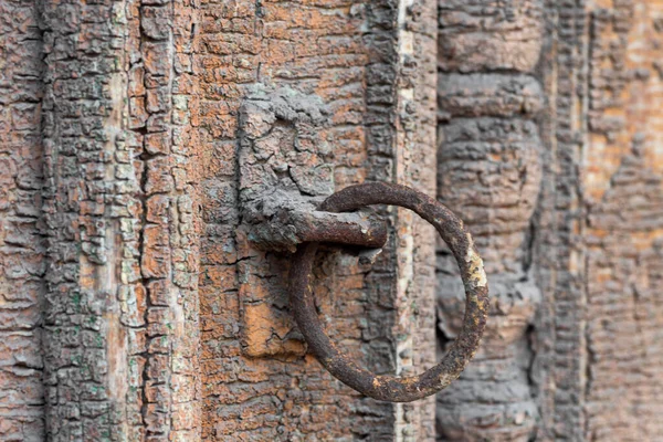 Vecchio Vintage Porta Legno Vicino Sfondo — Foto Stock