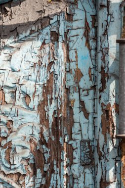 mavi boyalı eski duvar. Yaklaş.