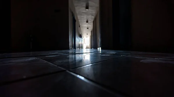 Footprints Floor Empty Abandoned Office People Lockdown Covid Isolation — Stock Photo, Image