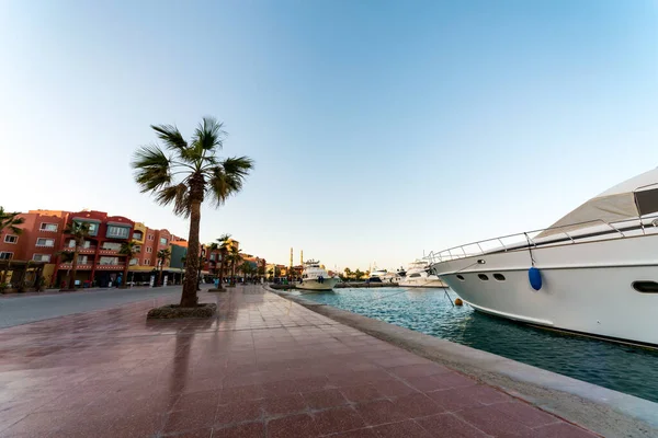 Calle Terraplén Del Mar Rojo Egipto Con Barcos Barcos Sin — Foto de Stock