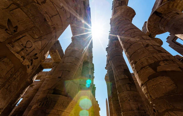 Colunas Antigas Templo Karnak Luxor Egito — Fotografia de Stock