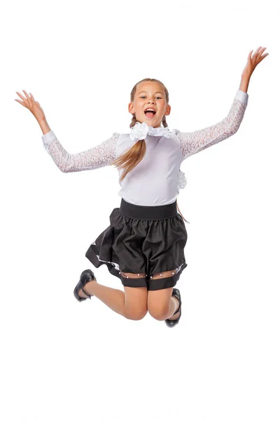 Una Colegiala Blusa Blanca Falda Negra Salta Salta Joy Una —  Fotos de Stock