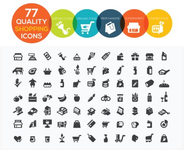 Set of 77 high quality supermarket, shopping and online shopping clipart