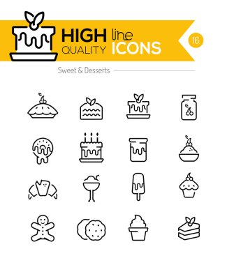 Tatlılar ve hamur çizgi simgeler dahil olmak üzere: pasta, çörek, cockie