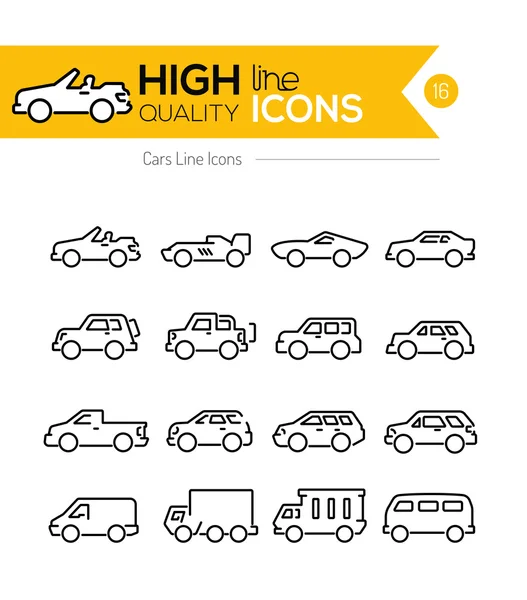 Iconos de línea de coches — Vector de stock