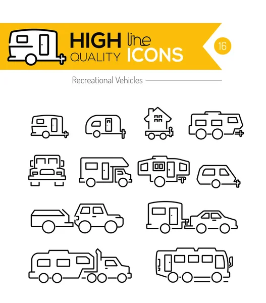 Rereational Vehicles line icons — стоковый вектор