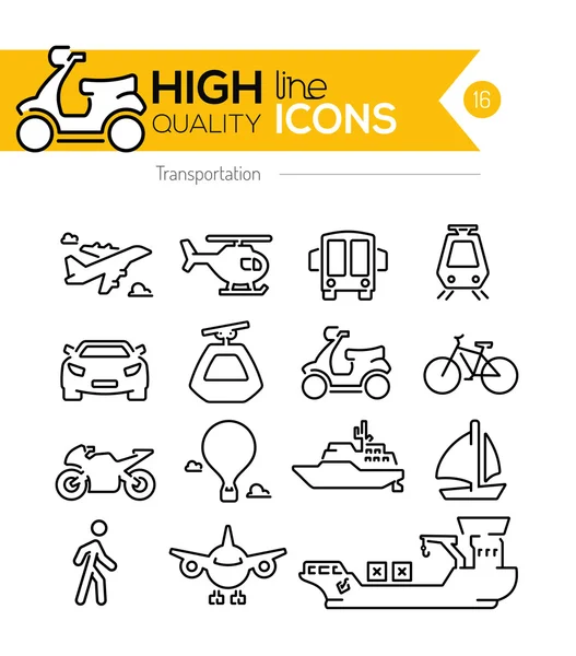 Transportation Line Icons — Stock Vector