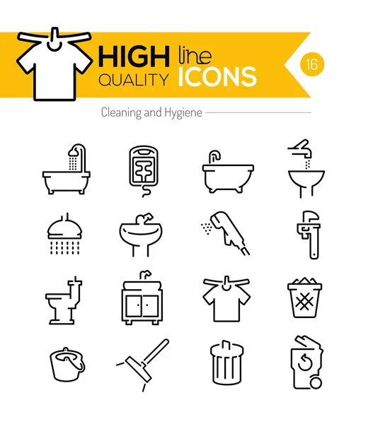 Cleaning and Hygiene line icons — Stock Vector